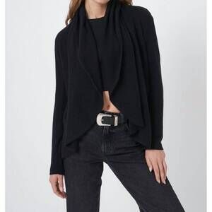 NEW REPEAT CASHMERE women's long sleeve cardigan in black